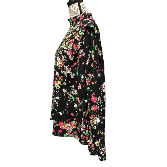 H&M Defined Shoulder Crew-Neck Long Sleeve Multicolor Black Floral  XL Fairy - Picture 3 of 8